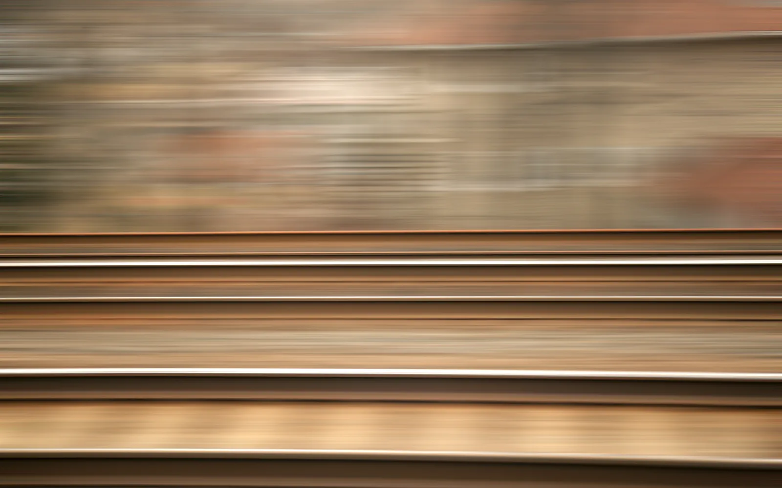 View of railroad tracks from a train